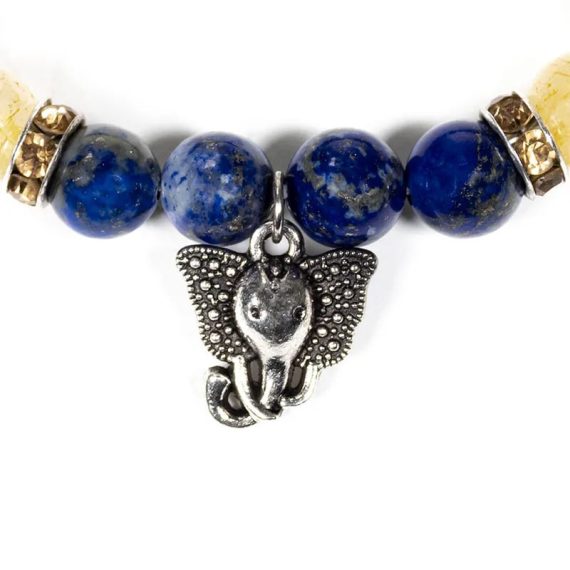 Bracelet Lapis Lazuli Quartz Rutile Ganesh