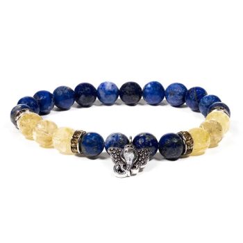 Bracelet Lapis Lazuli Quartz Rutile Ganesh
